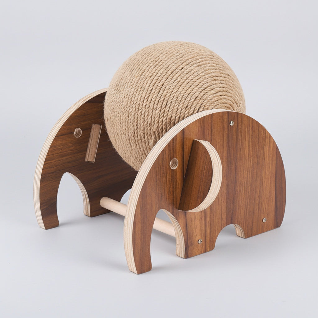 Arbre à Chat en Bois - Griffoir/Jouet d'Escalade