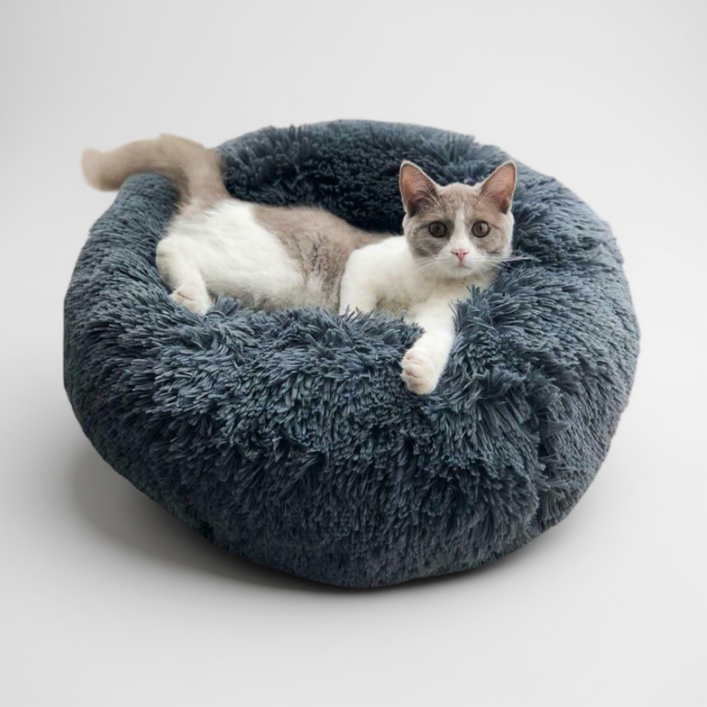 Panier Rond Douillet en Peluche pour Chiens et Chats